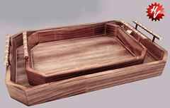 SILVER WOOD COLOR TRAY 35*35*7.5CM 30*30*7.5CM WOOD+PLASTIC 