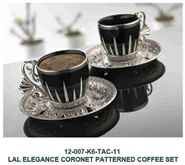 TURKISH LAL ELEGANCE CORONET PATTERNED COFFEE SET SILVER  (QTY/CTN 12.00  PC(S))